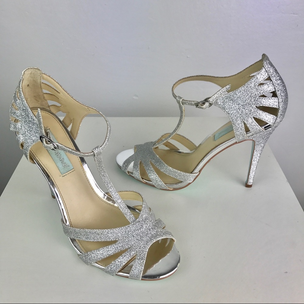 Silver Glitter High Heel Sandals